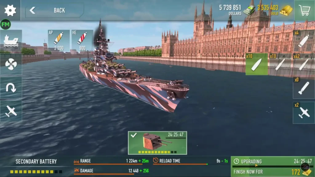 Unlocked Warships in Battle of Warships